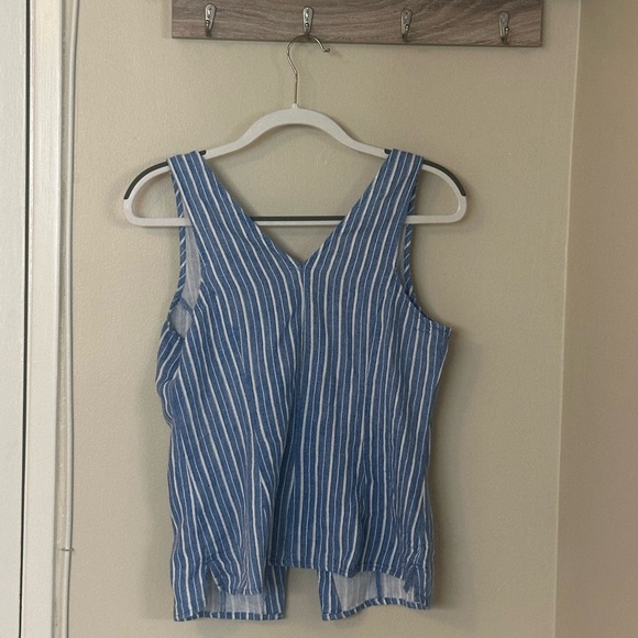 NWT - A New Day Linen Blue and White Striped Top - size small - Picture 4 of 8